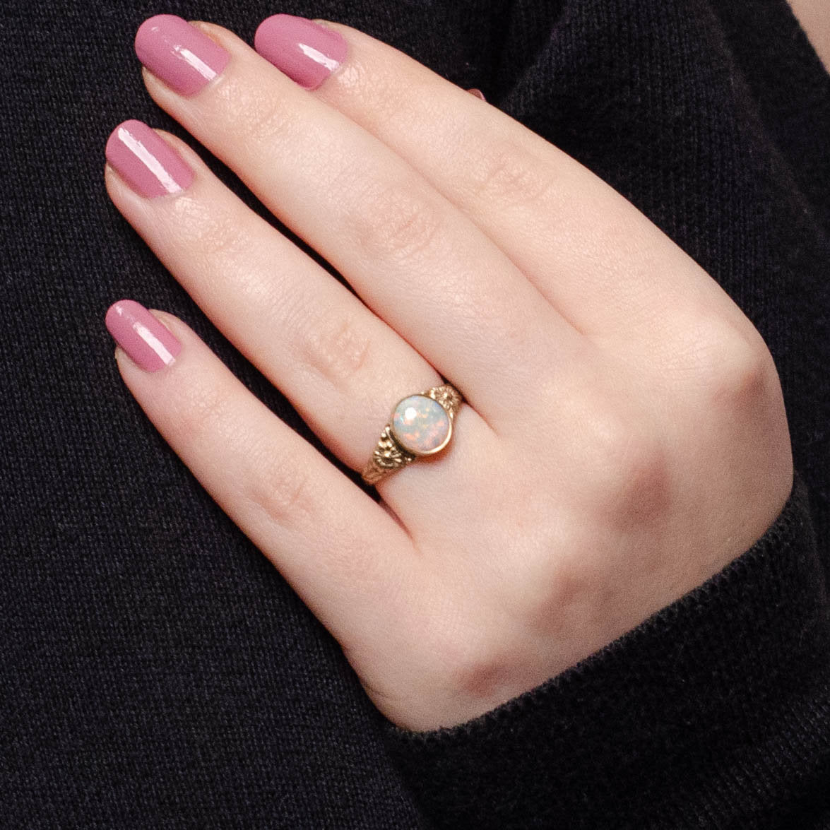 Antique Reproduction Opal Flower Ring of 14k Gold - Trademark Antiques
