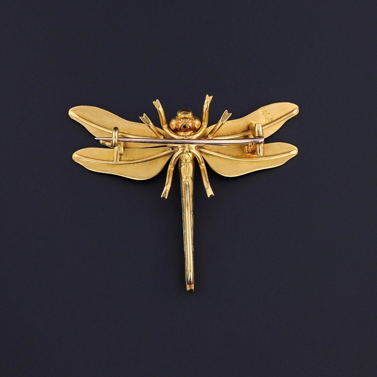 Antique Riker Brothers Dragonfly Brooch of 14k Gold - Trademark Antiques