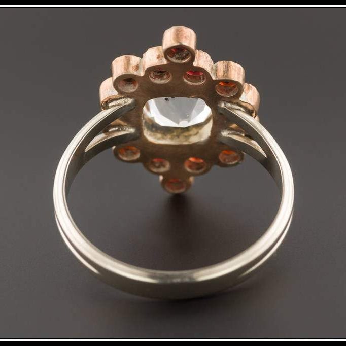 Antique Rock Crystal Ring | Garnet Ring - Trademark Antiques