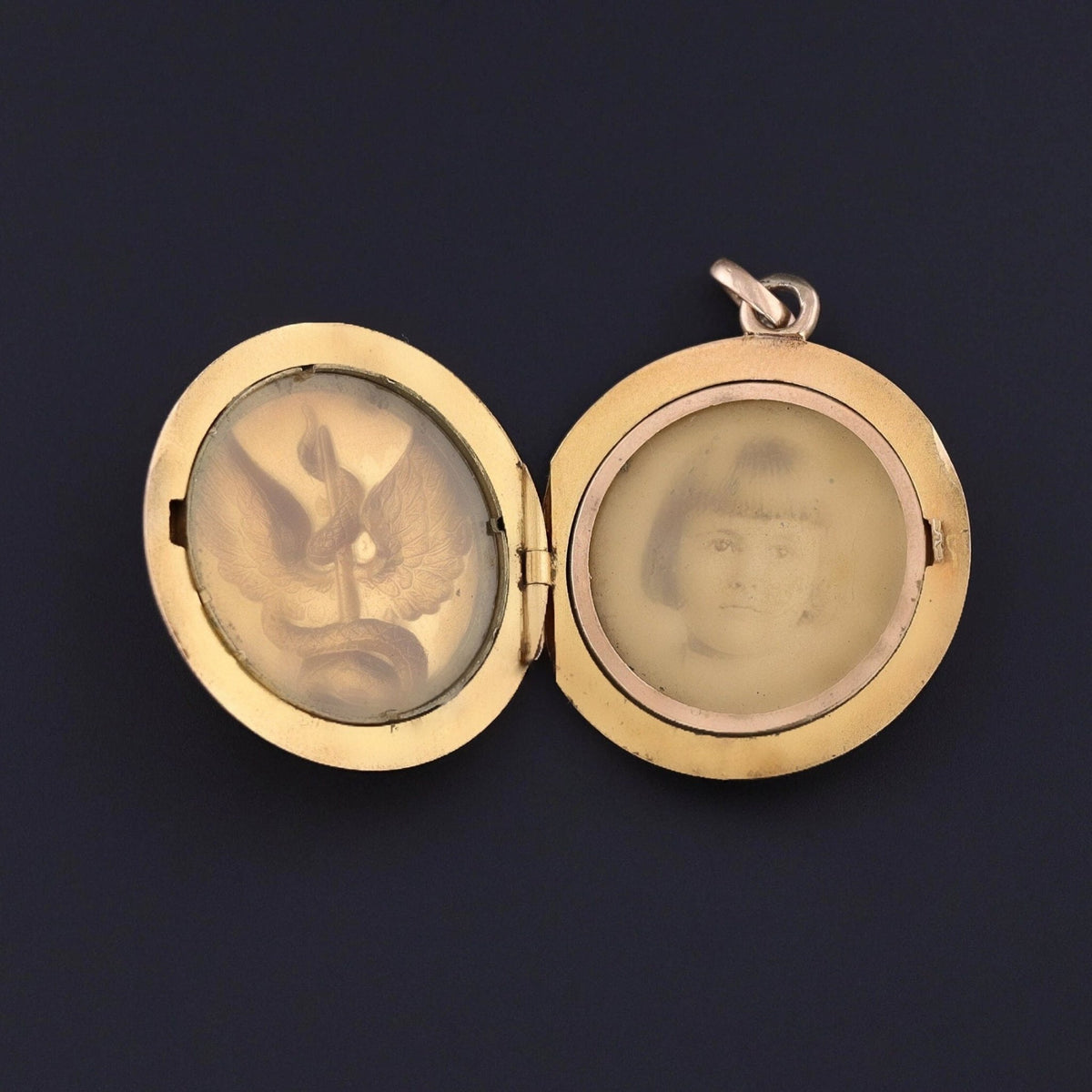 Antique Rod of Asclepius Locket of 14k Gold - Trademark Antiques