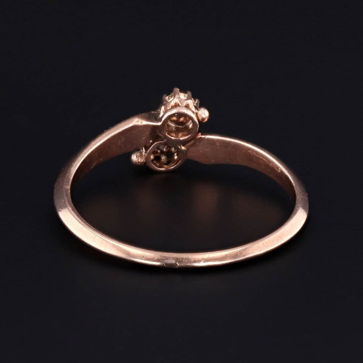 Antique Rose Cut Diamond Bypass Ring of 14k Rose Gold - Trademark Antiques