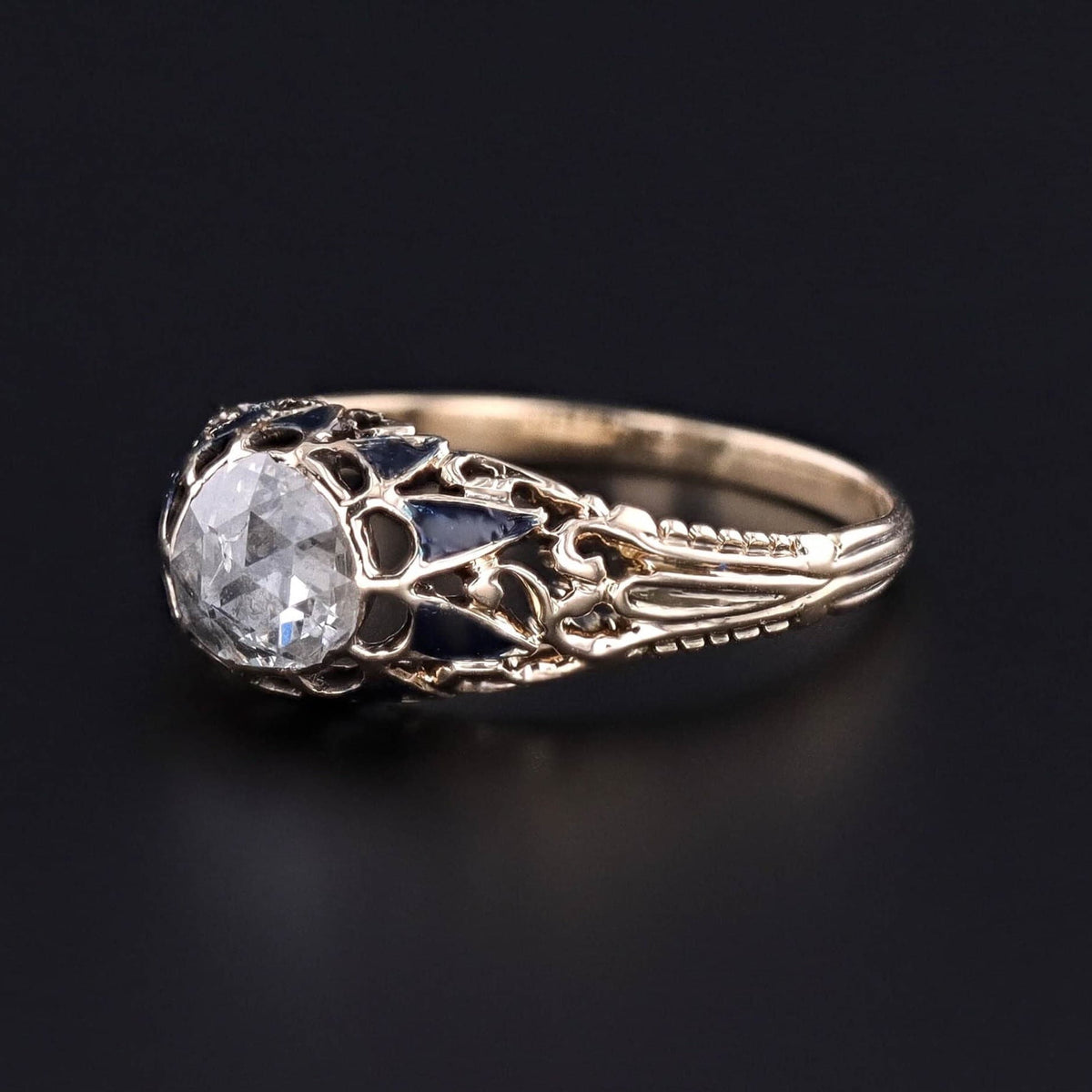 Antique Rose Cut Diamond Ring of 14k Gold - Trademark Antiques