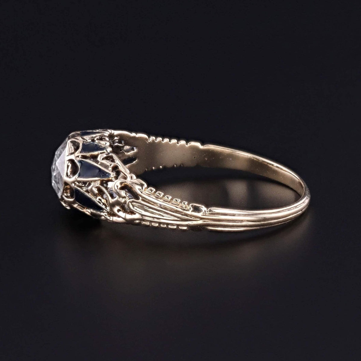 Antique Rose Cut Diamond Ring of 14k Gold - Trademark Antiques