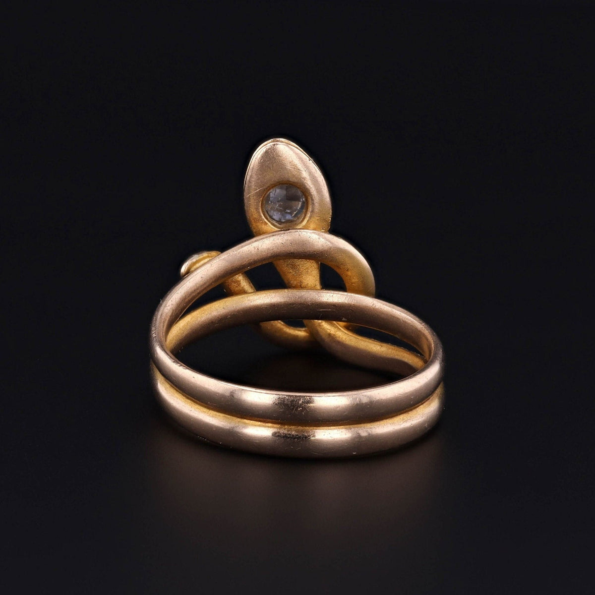 Antique Rose Cut Diamond Snake Ring of 14k Gold - Trademark Antiques