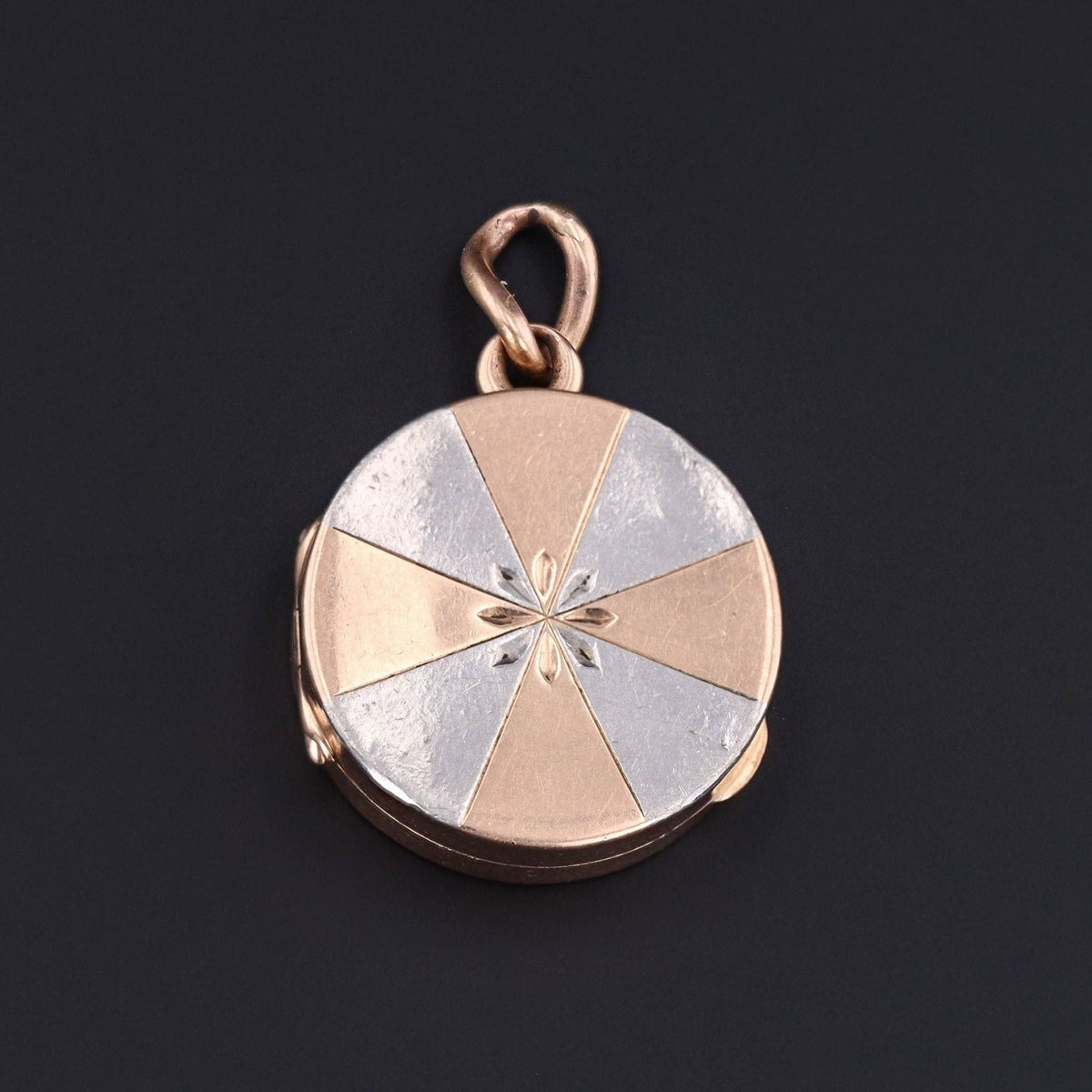 Antique Rose Gold &amp; Platinum Locket | Mixed Metal Locket - Trademark Antiques