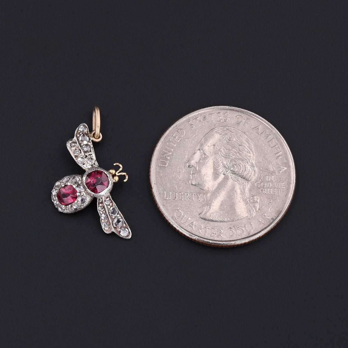 Antique Ruby and Diamond Insect Conversion Charm - Trademark Antiques