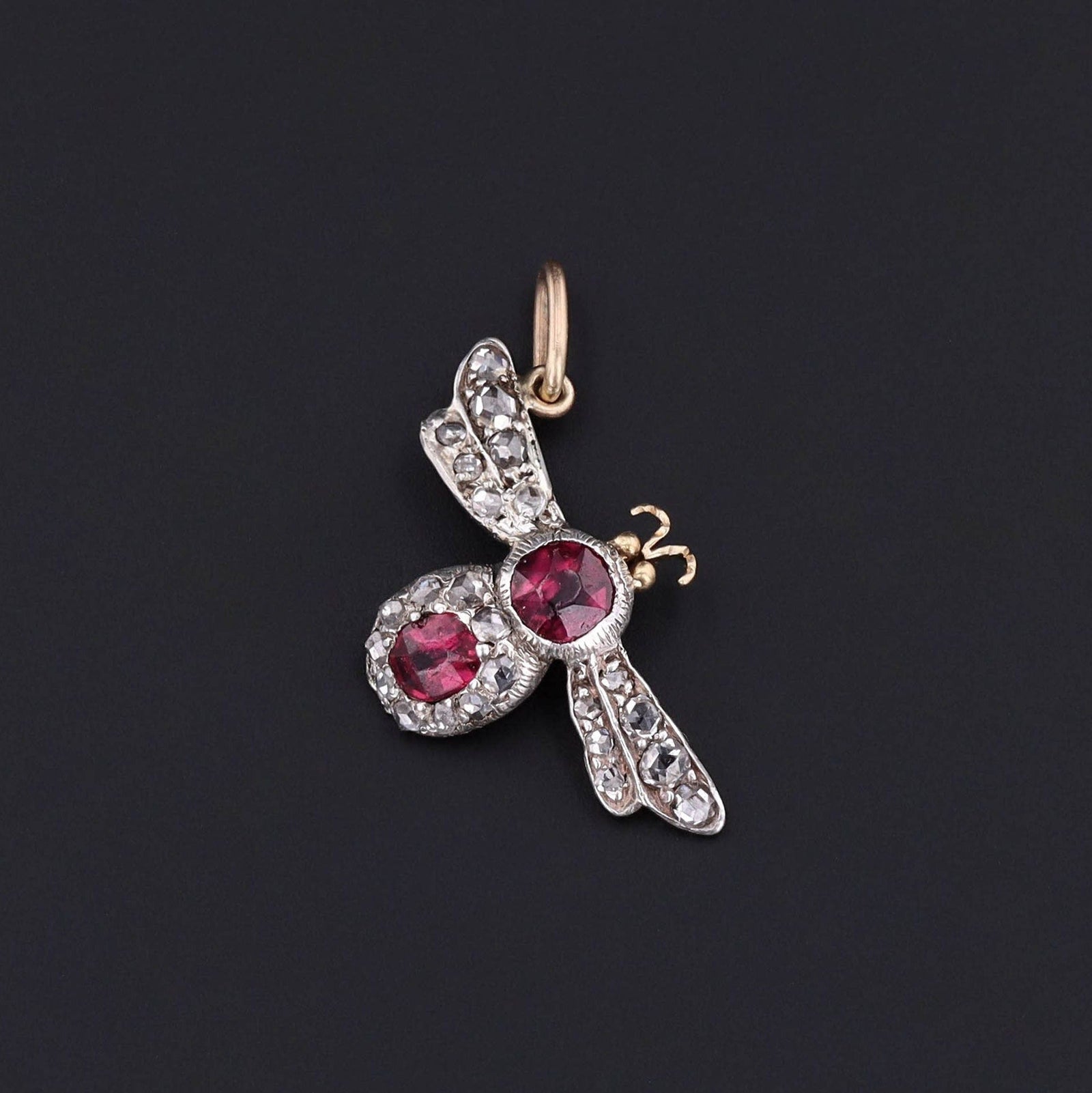 Antique Ruby and Diamond Insect Conversion Charm - Trademark Antiques