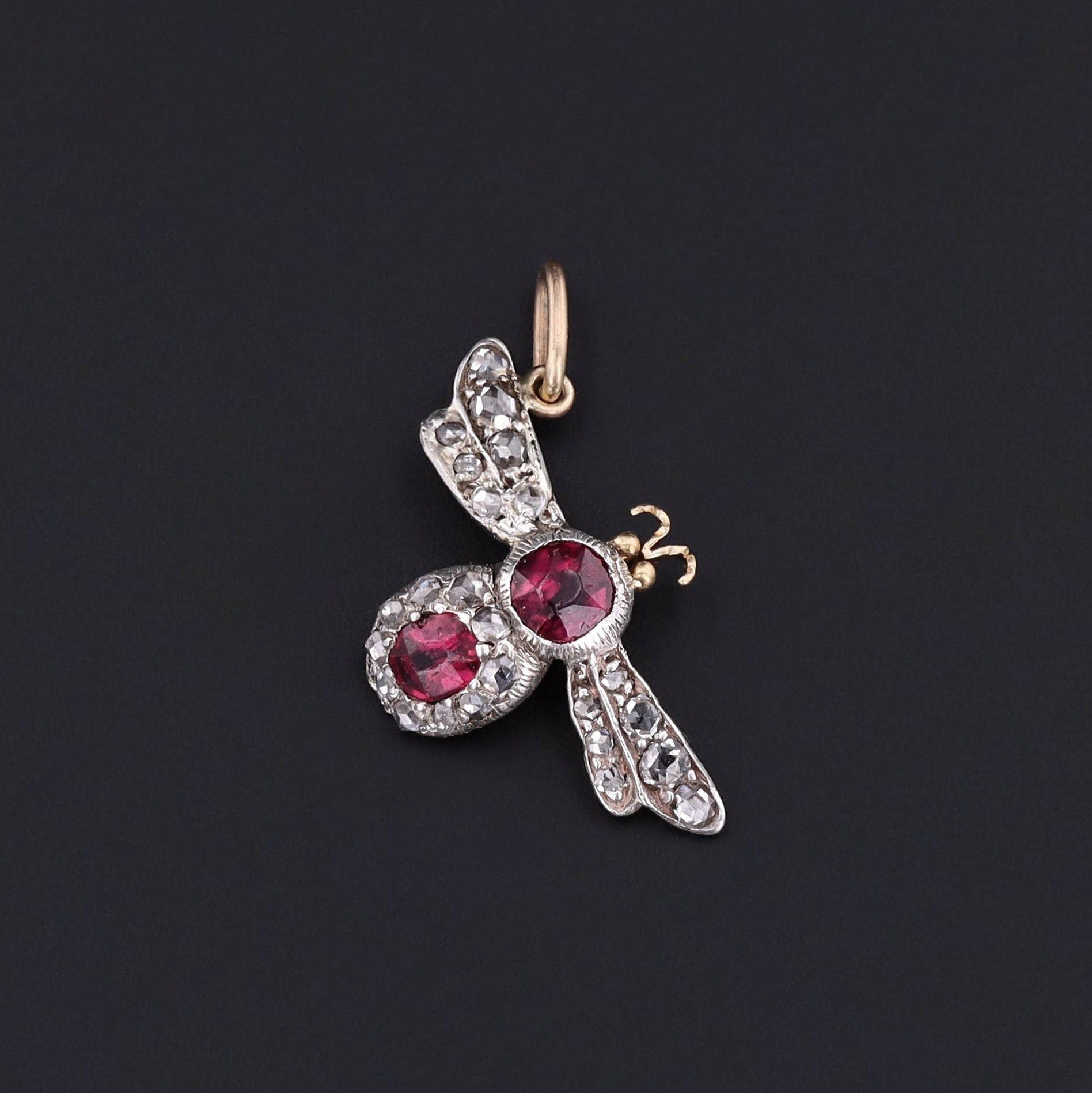 Antique Ruby and Diamond Insect Conversion Charm - Trademark Antiques