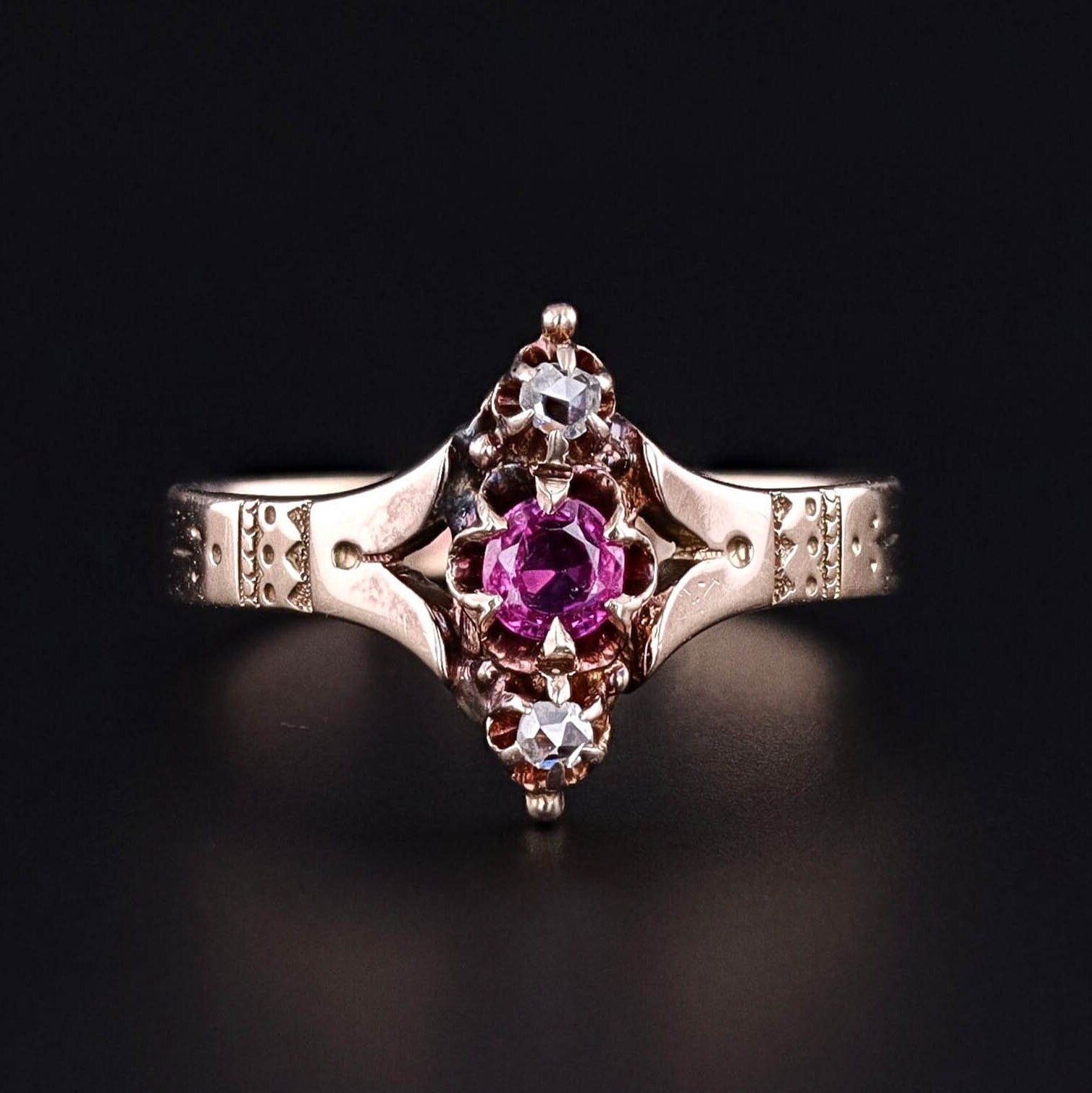 Antique Ruby and Diamond Ring of 10k Gold - Trademark Antiques