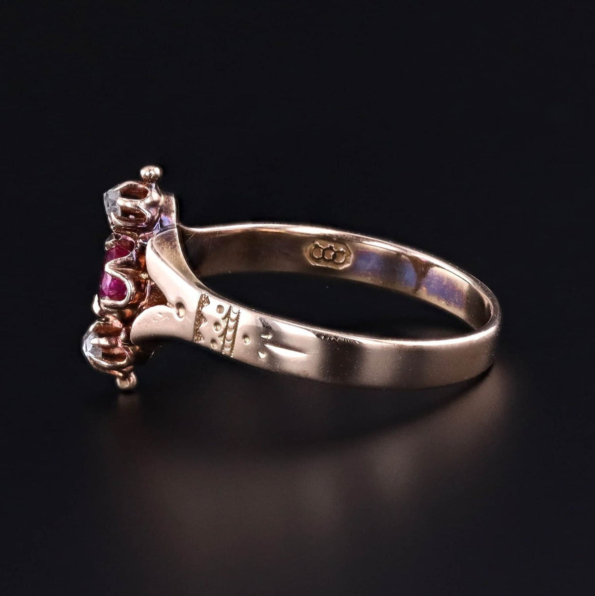 Antique Ruby and Diamond Ring of 10k Gold - Trademark Antiques