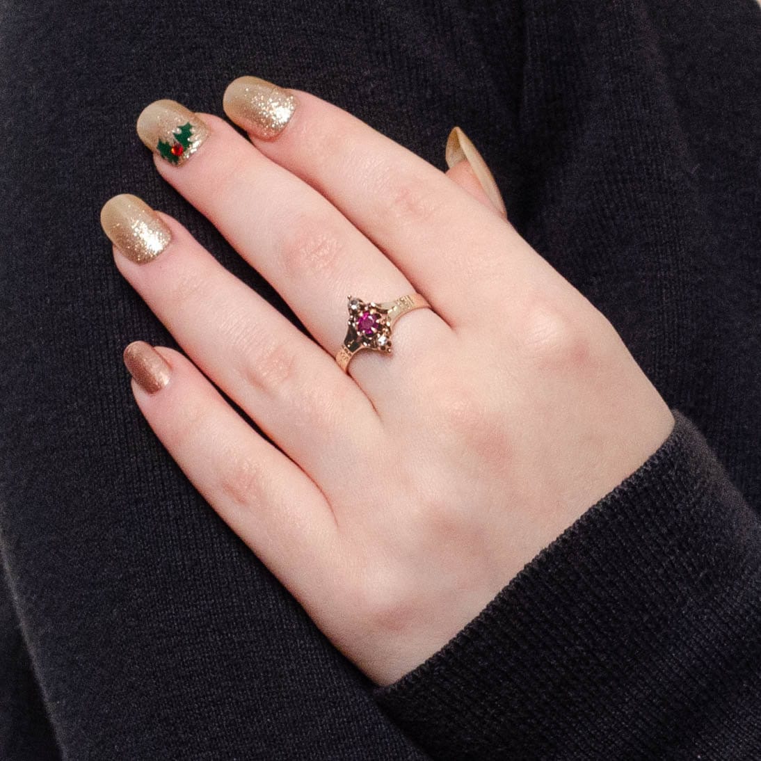 Antique Ruby and Diamond Ring of 10k Gold - Trademark Antiques