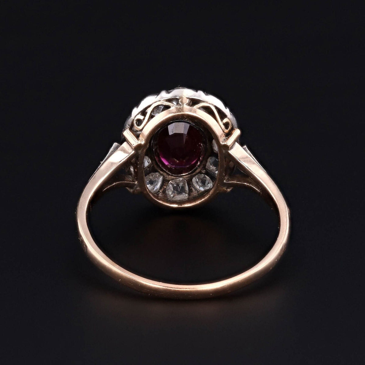 Antique Ruby and Diamond Ring | Silver Topped 14k Gold Ring - Trademark Antiques