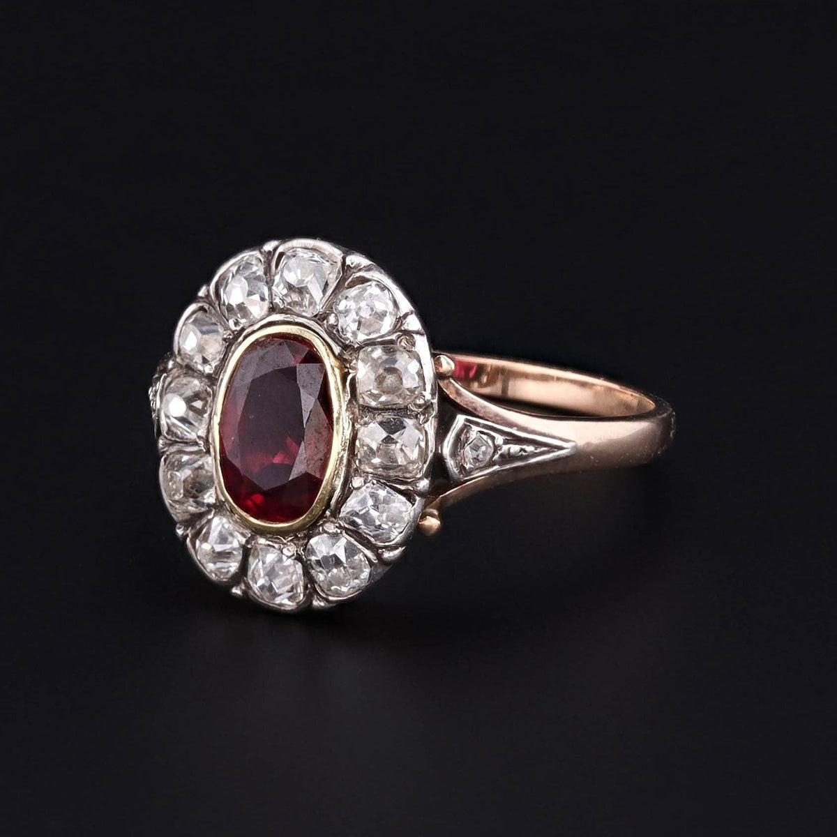 Antique Ruby and Diamond Ring | Silver Topped 14k Gold Ring - Trademark Antiques