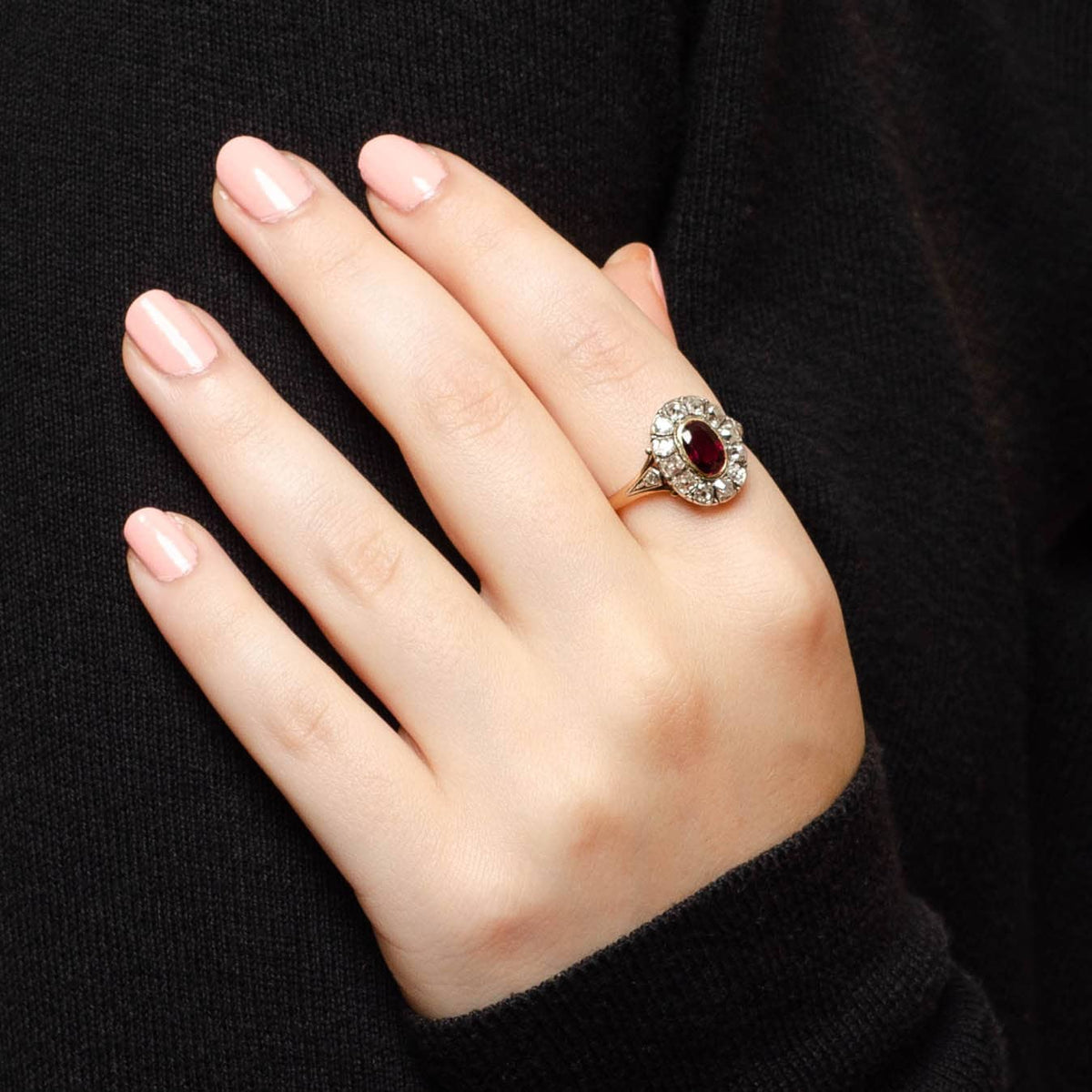 Antique Ruby and Diamond Ring | Silver Topped 14k Gold Ring - Trademark Antiques