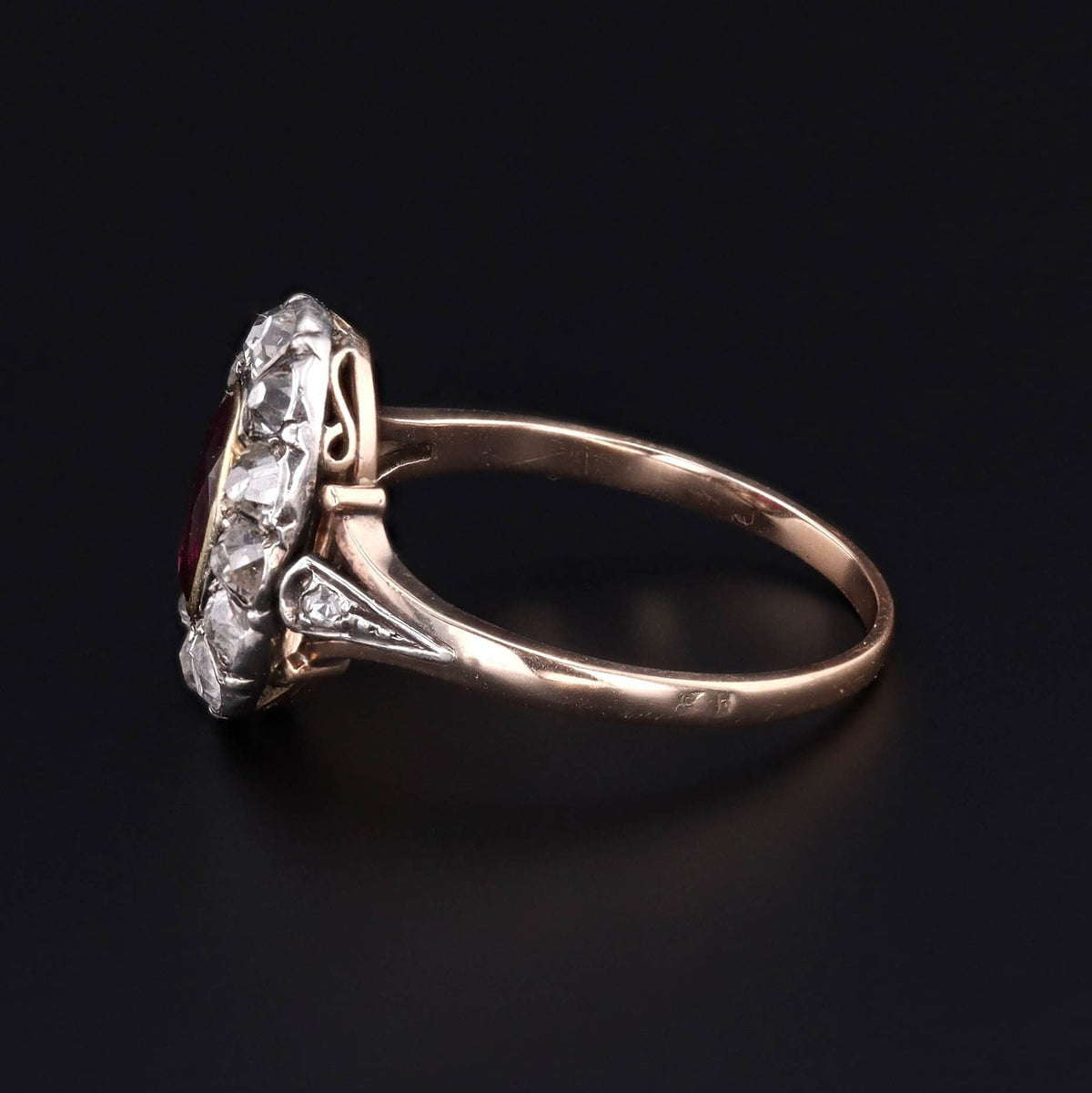 Antique Ruby and Diamond Ring | Silver Topped 14k Gold Ring - Trademark Antiques