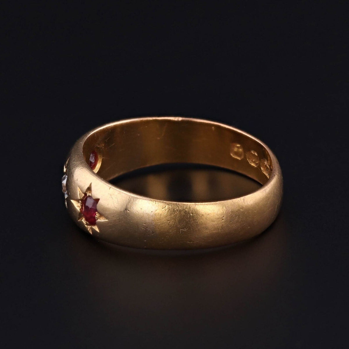 Antique Ruby and Diamond Star Ring of 22ct Gold - Trademark Antiques