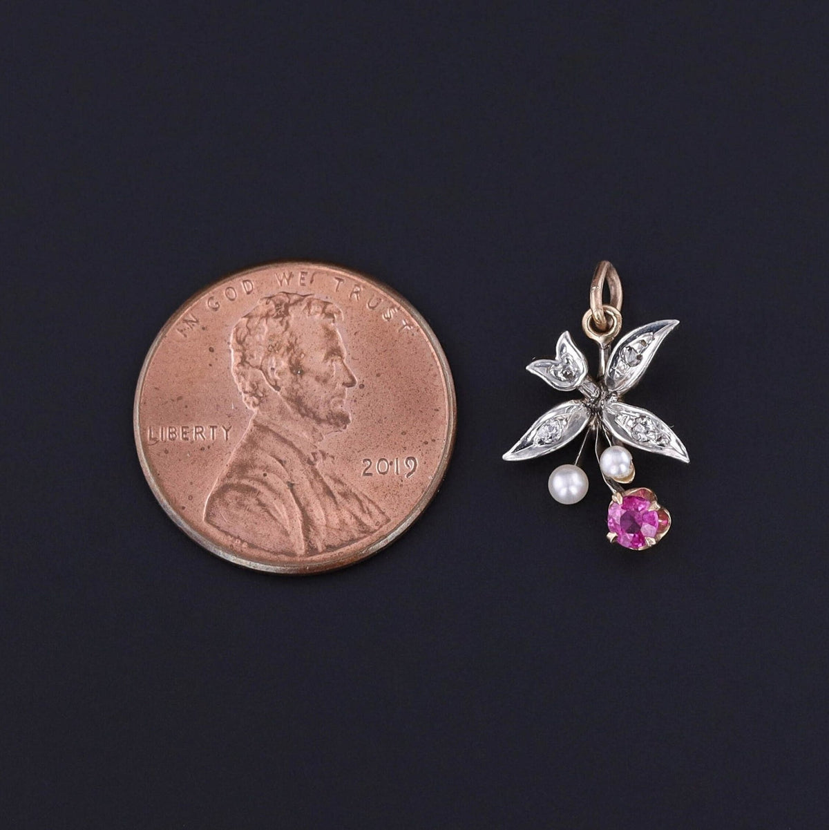 Antique Ruby Charm of Platinum Topped 14k Gold - Trademark Antiques