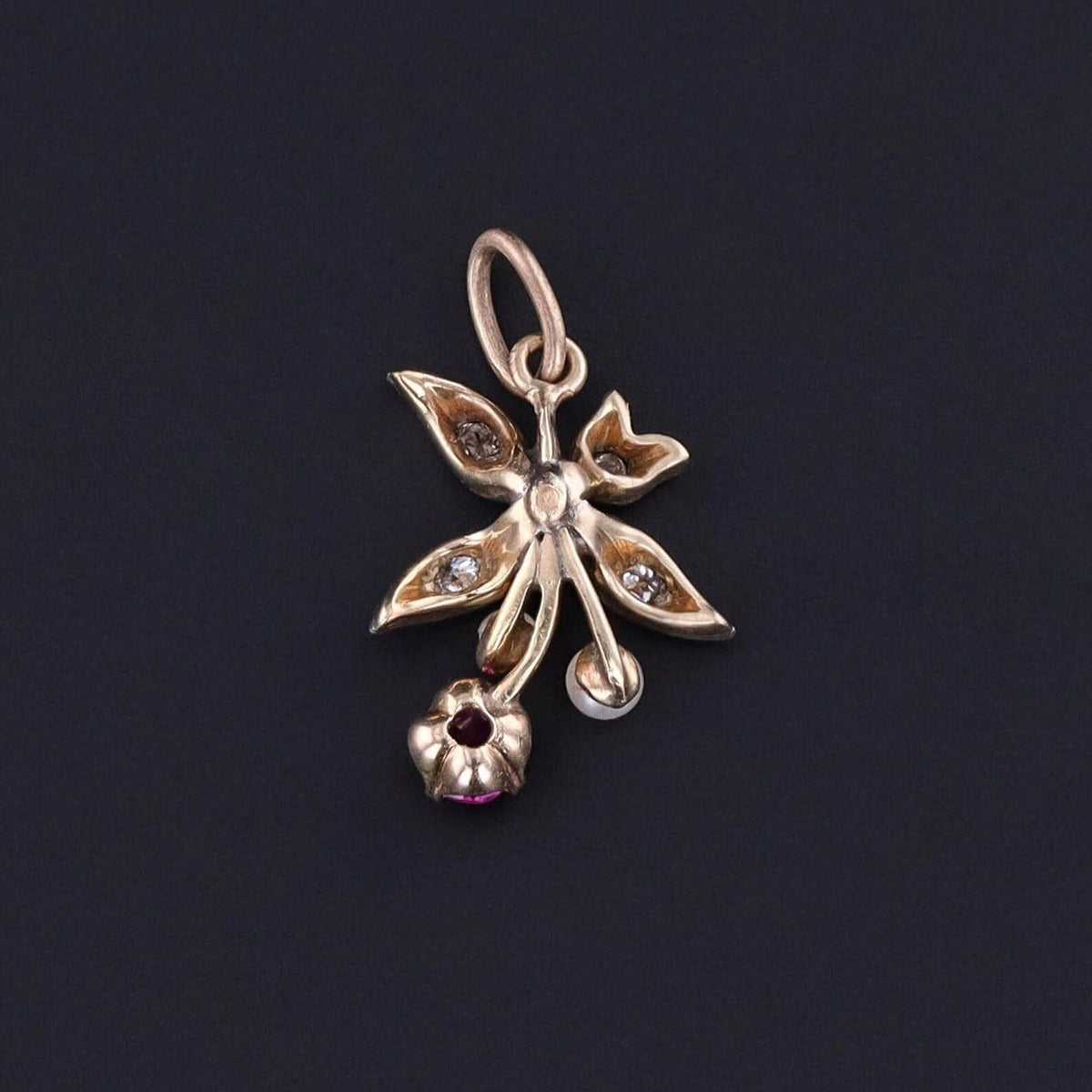 Antique Ruby Charm of Platinum Topped 14k Gold - Trademark Antiques