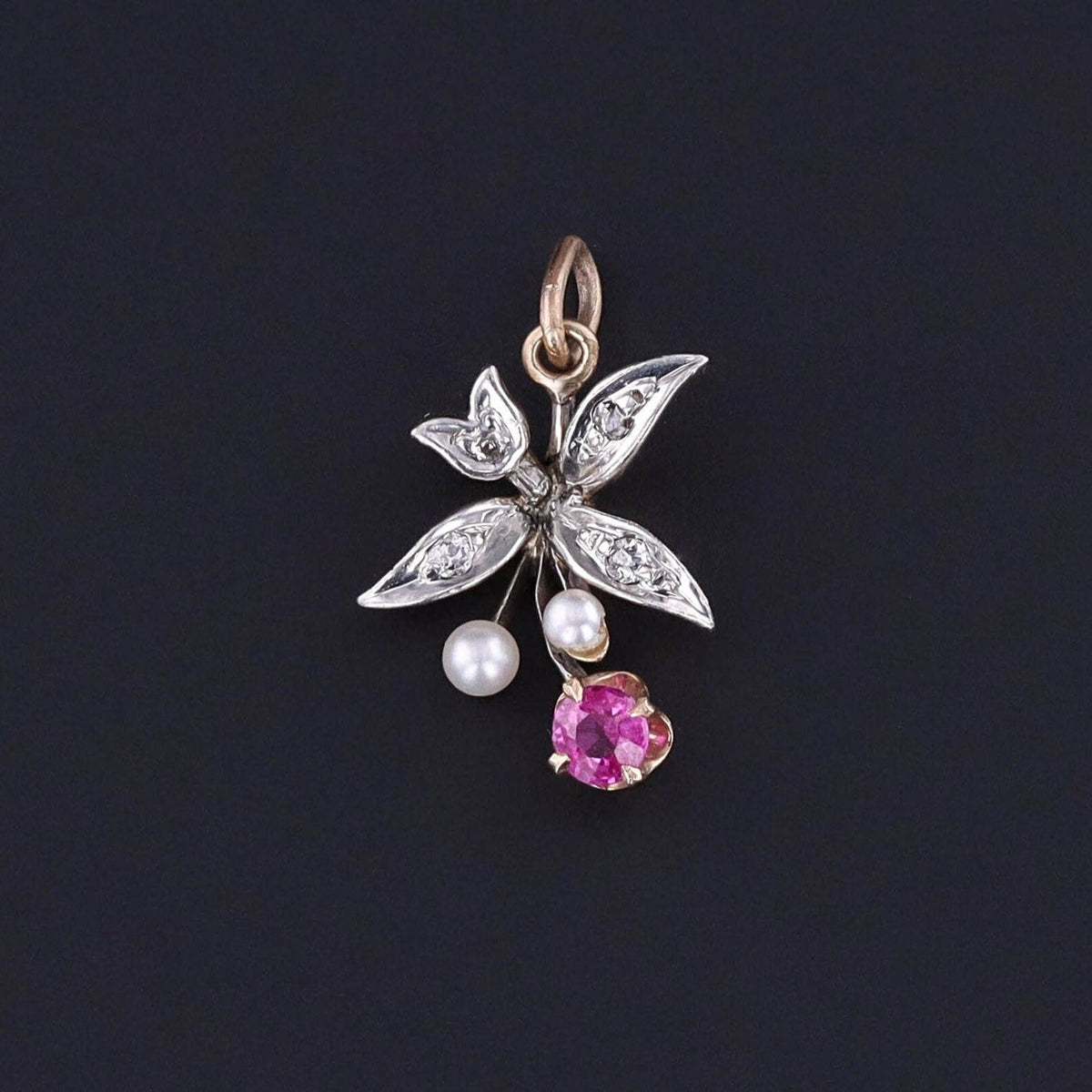Antique Ruby Charm of Platinum Topped 14k Gold - Trademark Antiques
