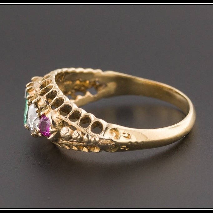 Antique Ruby Diamond and Emerald Ring of 14k Gold - Trademark Antiques