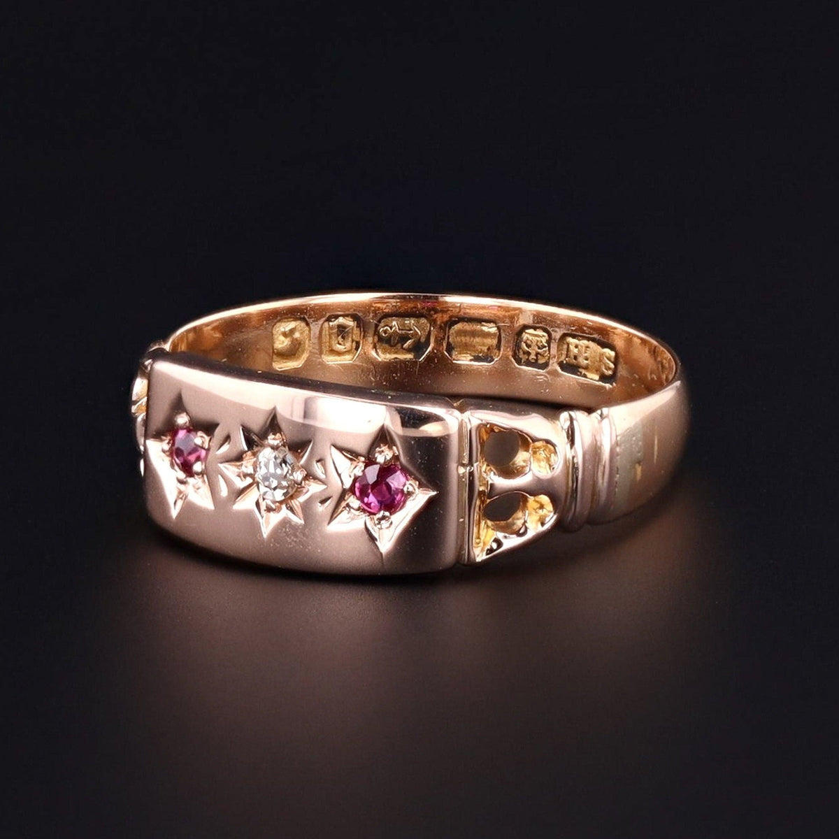 Antique Ruby &amp; Diamond Ring | 18k Gold Ring - Trademark Antiques