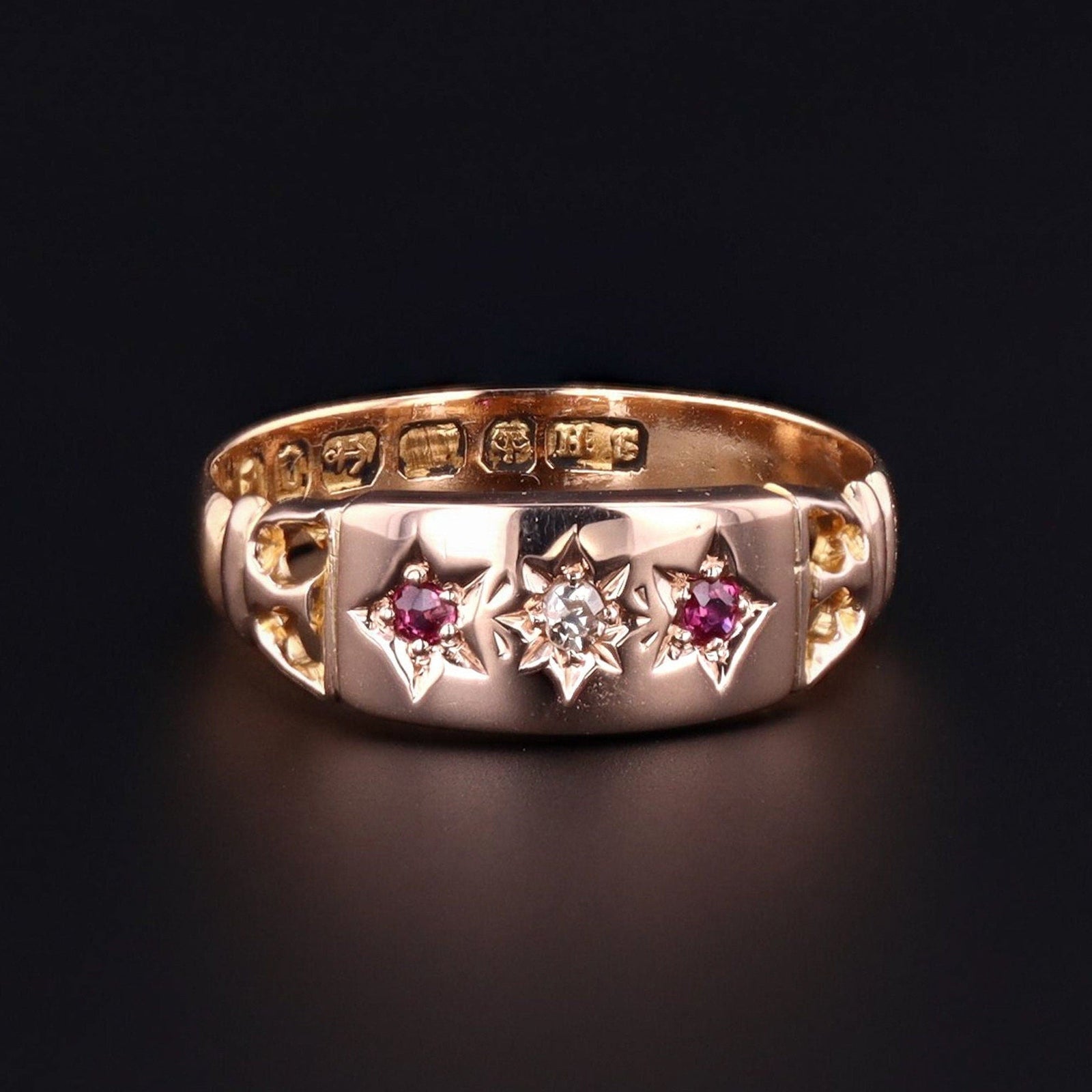 Antique Ruby & Diamond Ring | 18k Gold Ring - Trademark Antiques