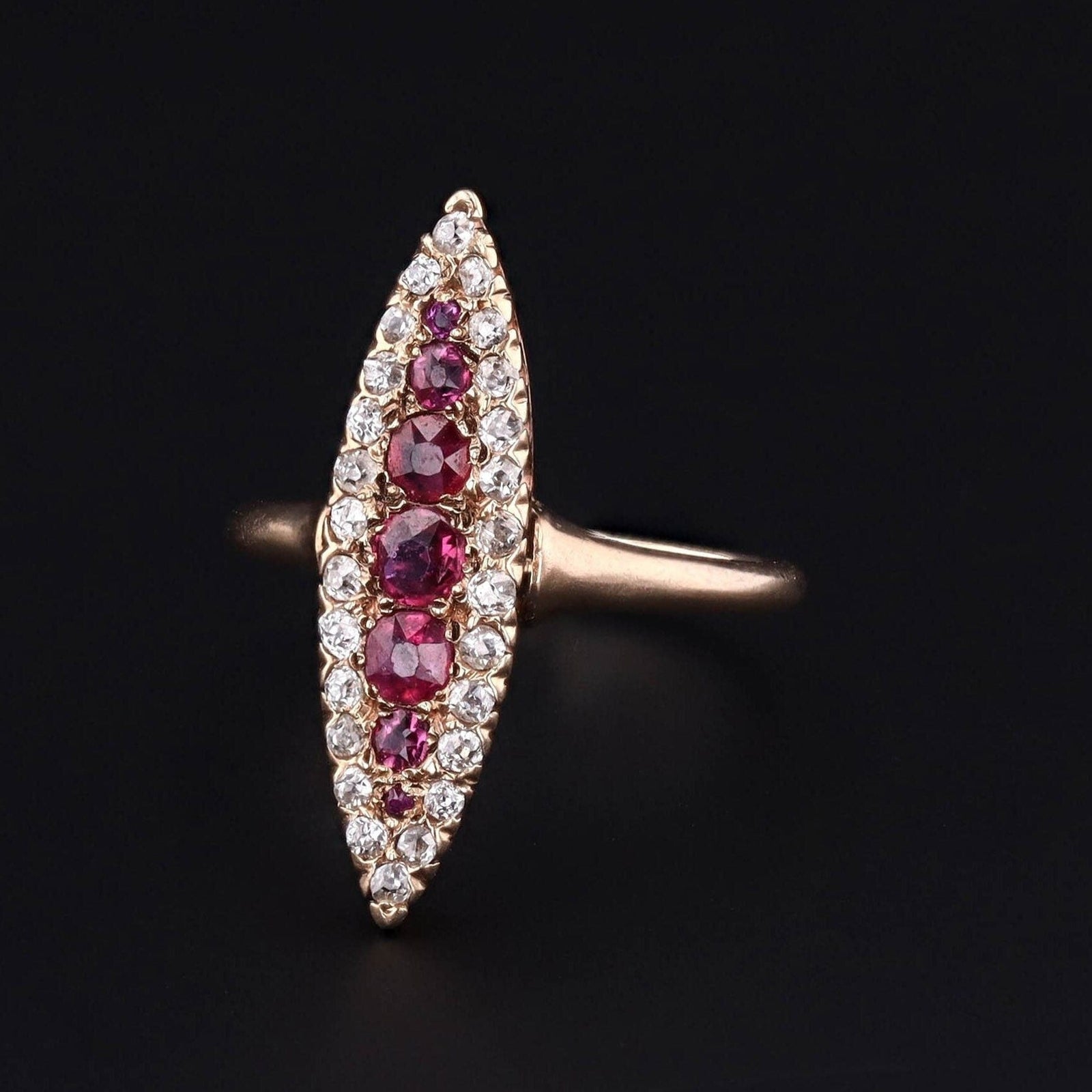 Antique Ruby Ring | Navette Ring - Trademark Antiques