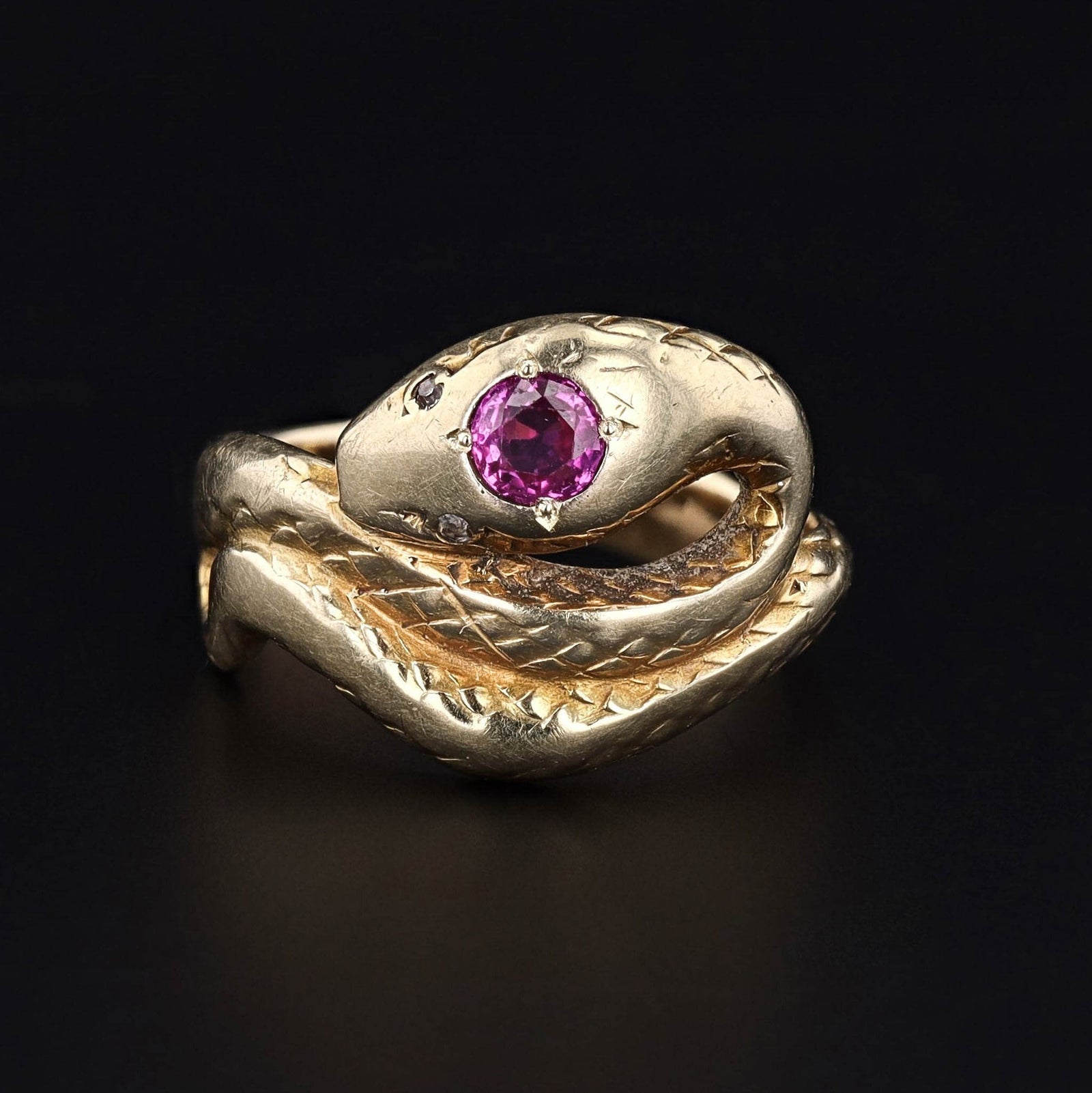 Antique Ruby Snake Ring of 14k Gold - Trademark Antiques