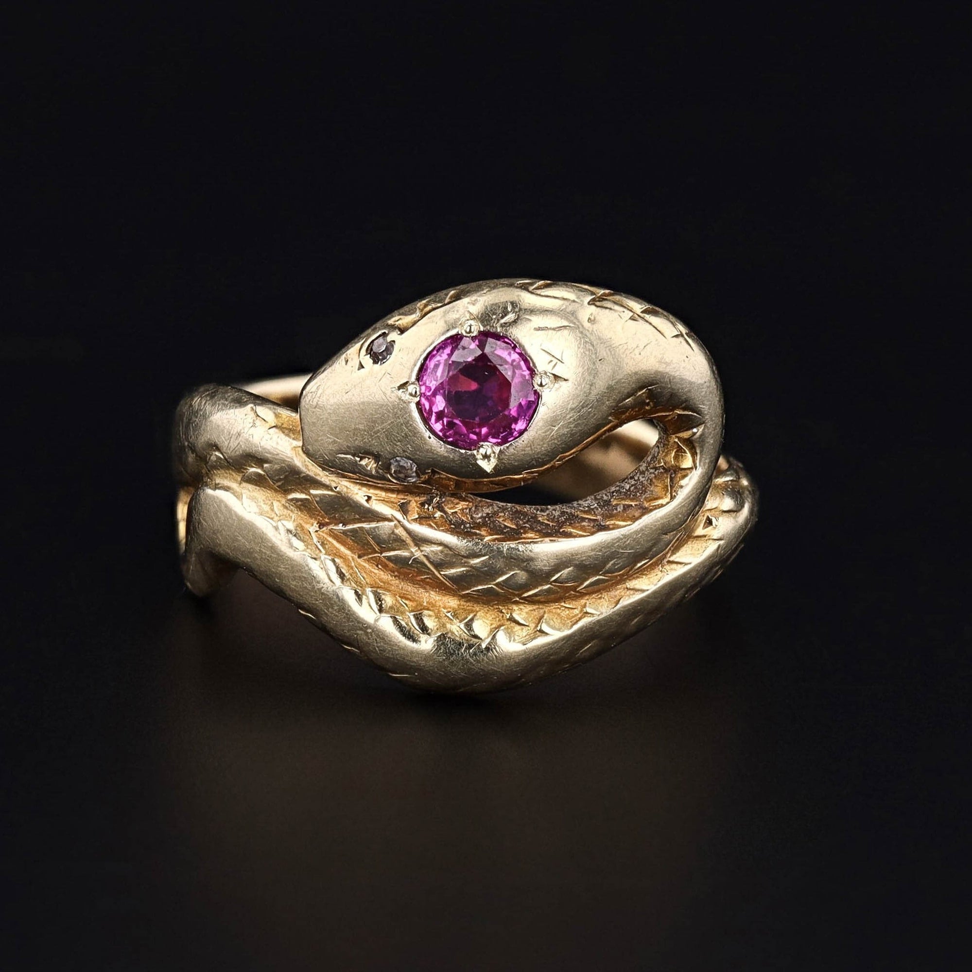 Antique Ruby Snake Ring of 14k Gold - Trademark Antiques