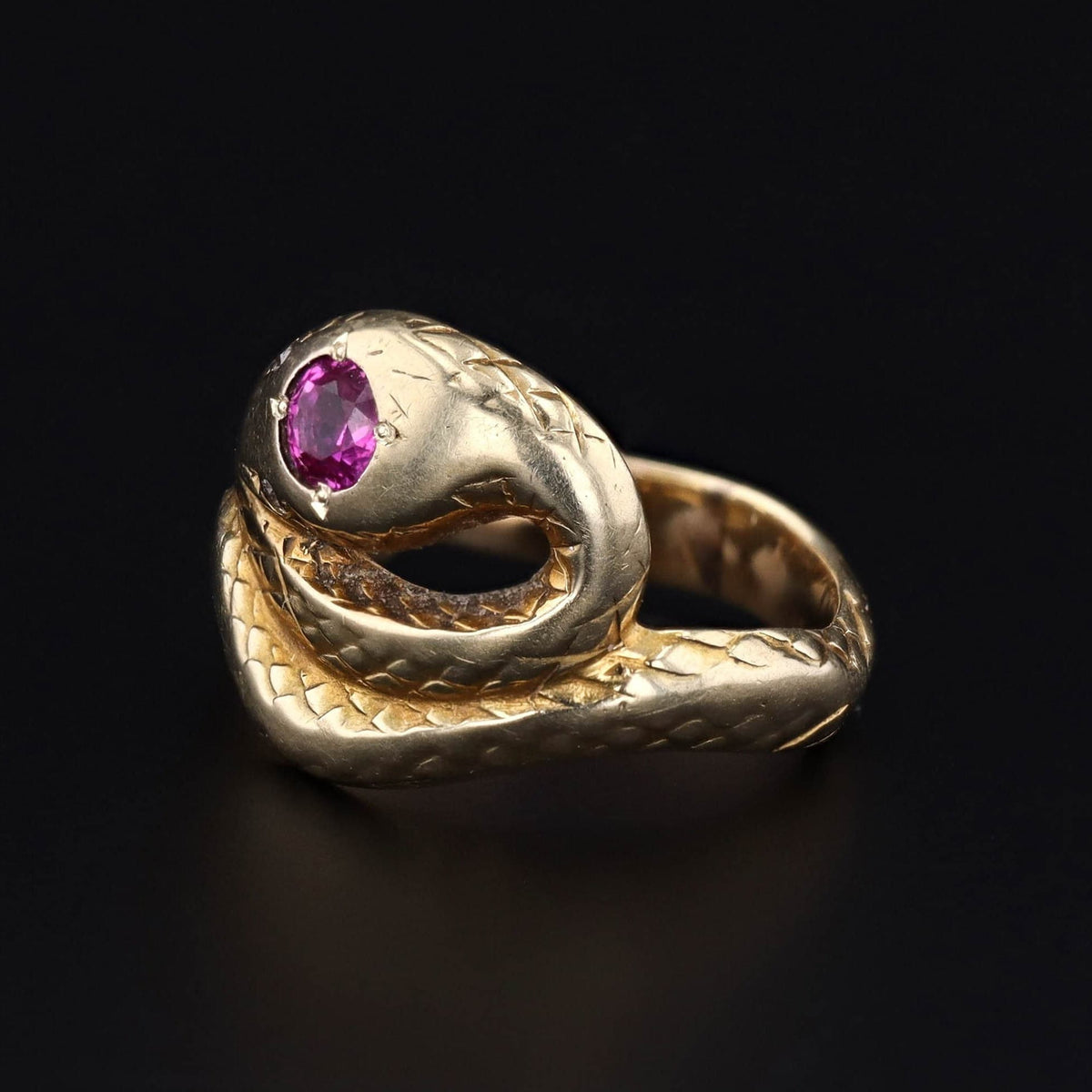 Antique Ruby Snake Ring of 14k Gold - Trademark Antiques