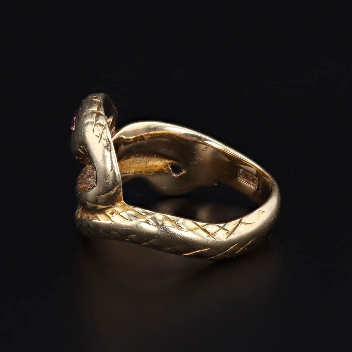 Antique Ruby Snake Ring of 14k Gold - Trademark Antiques