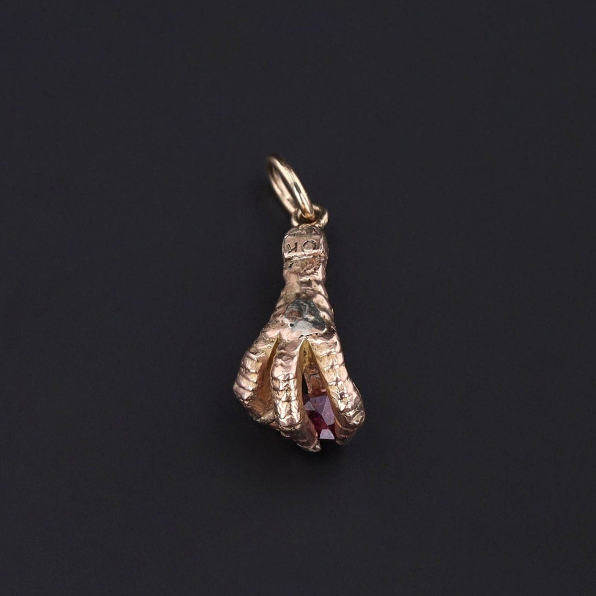 Antique Ruby Talon Conversion Charm of 10k Gold - Trademark Antiques