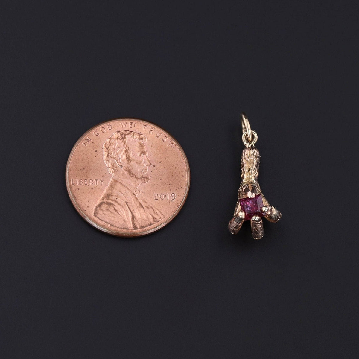 Antique Ruby Talon Conversion Charm of 10k Gold - Trademark Antiques