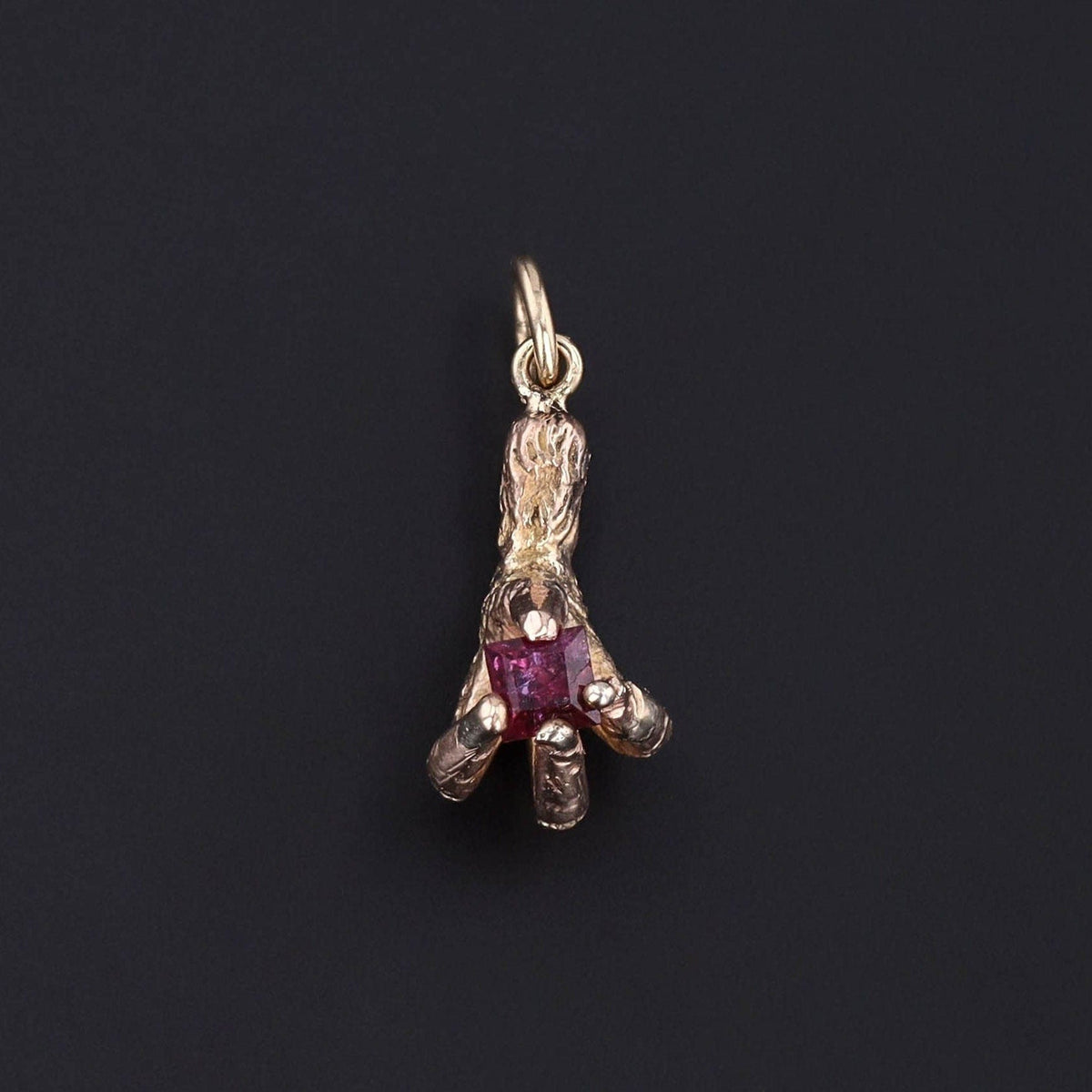 Antique Ruby Talon Conversion Charm of 10k Gold - Trademark Antiques