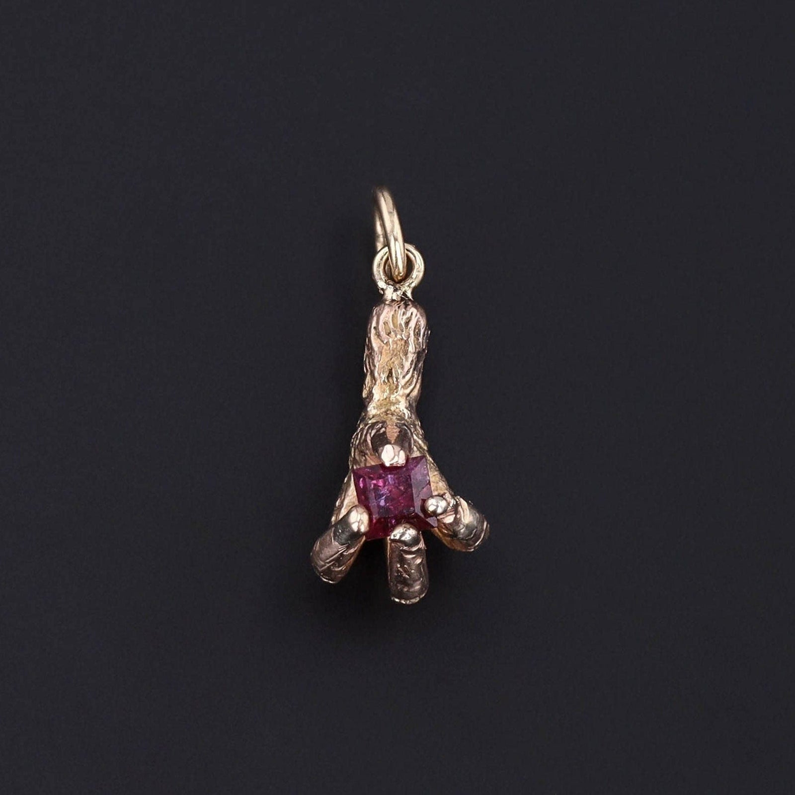 Antique Ruby Talon Conversion Charm of 10k Gold - Trademark Antiques