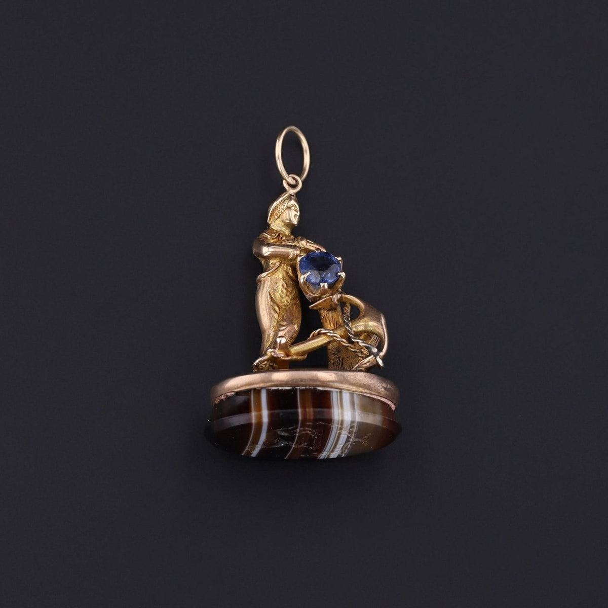 Antique Sailor Pendant Fob of 10k Gold - Trademark Antiques