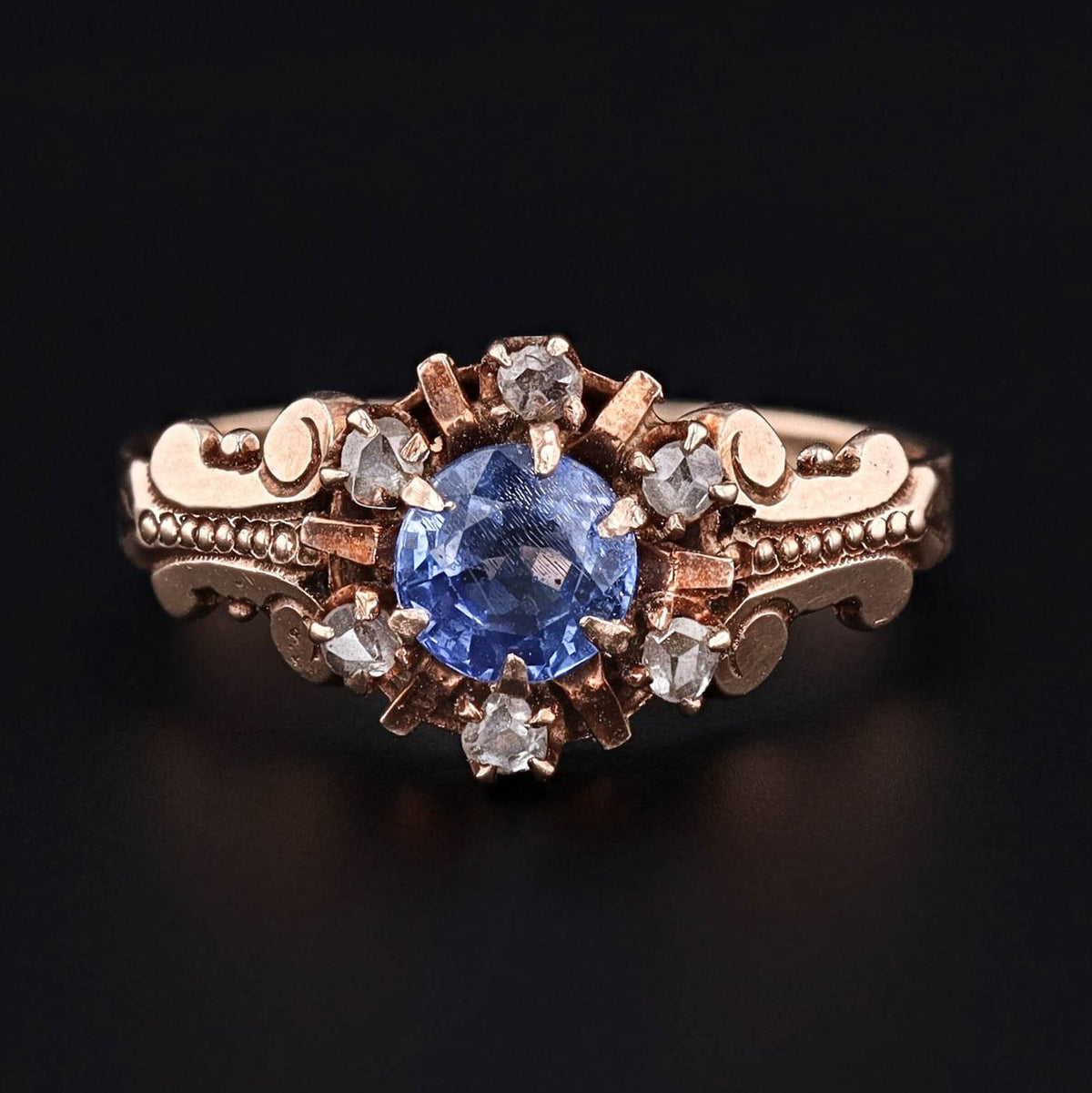Antique Sapphire and Diamond Ring of 10k Gold - Trademark Antiques