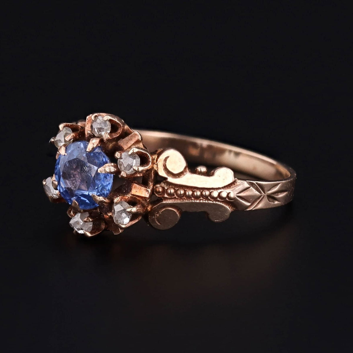Antique Sapphire and Diamond Ring of 10k Gold - Trademark Antiques