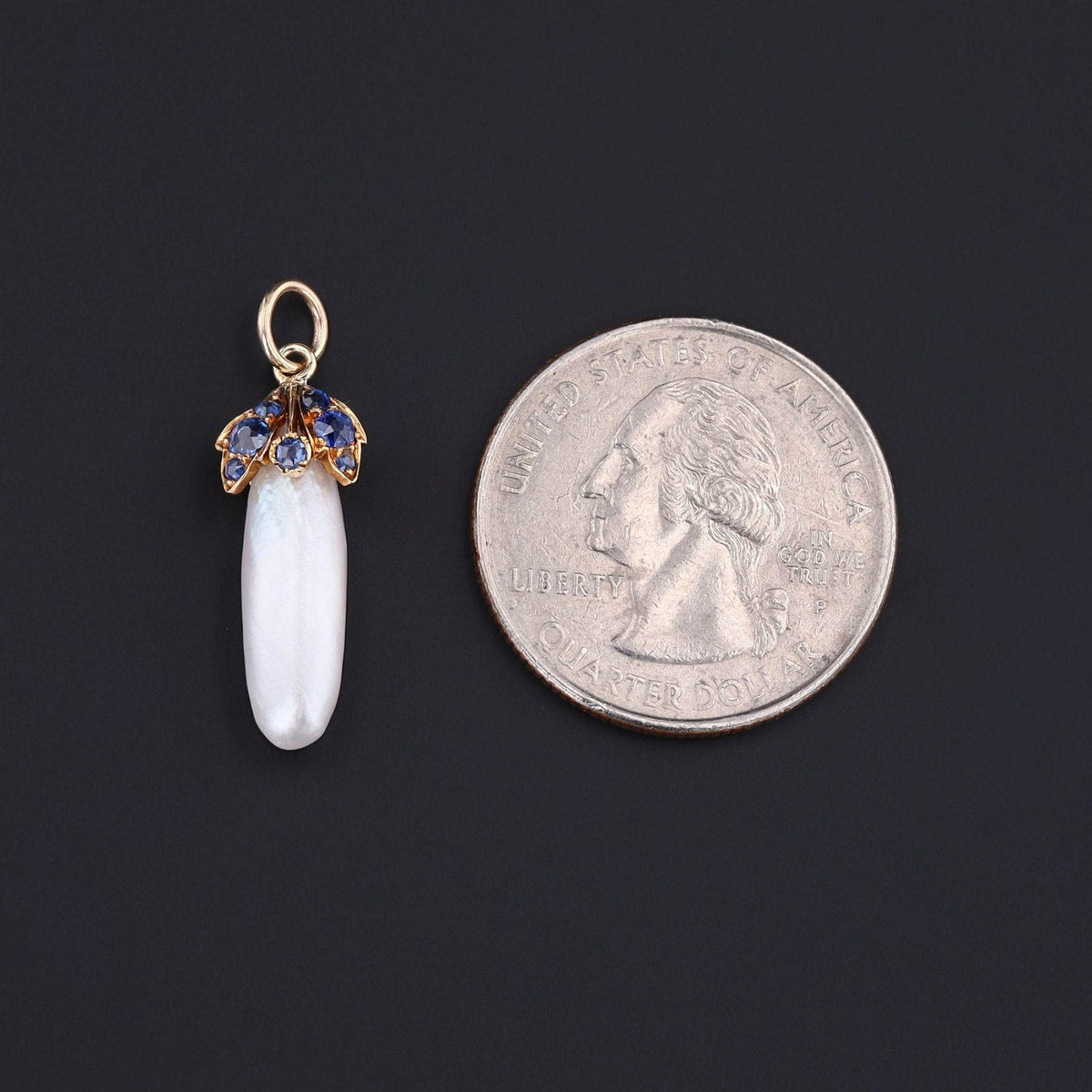 Antique Sapphire and Pearl Conversion Pendant of 14k Gold - Trademark Antiques