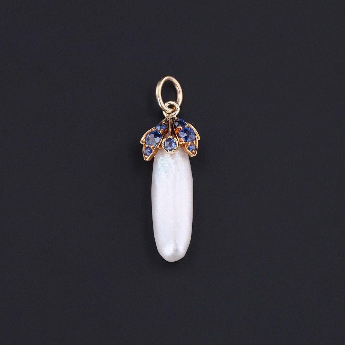 Antique Sapphire and Pearl Conversion Pendant of 14k Gold - Trademark Antiques