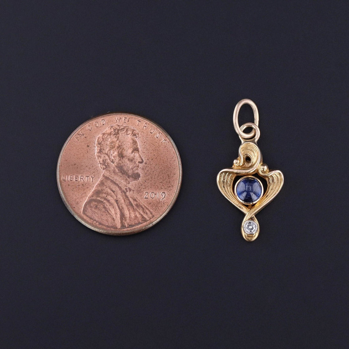 Antique Sapphire Charm of 14k Gold - Trademark Antiques