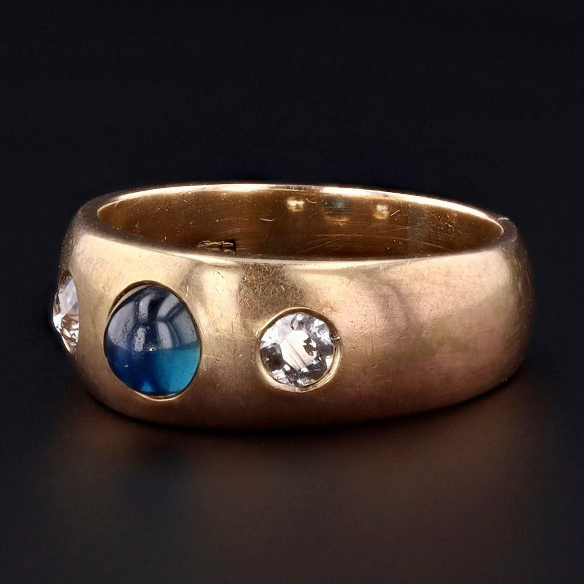Antique Sapphire &amp; Diamond Ring | Antique Band - Trademark Antiques