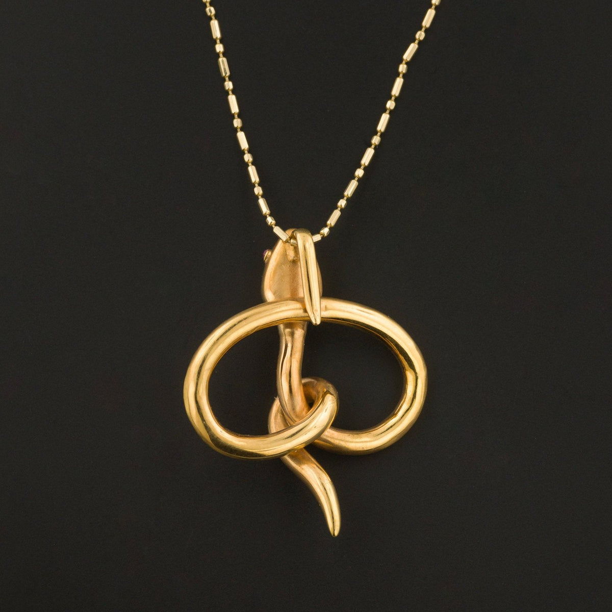 Antique Sapphire &amp; Diamond Snake Pendant | 18k Gold Pin Conversion Pendant - Trademark Antiques