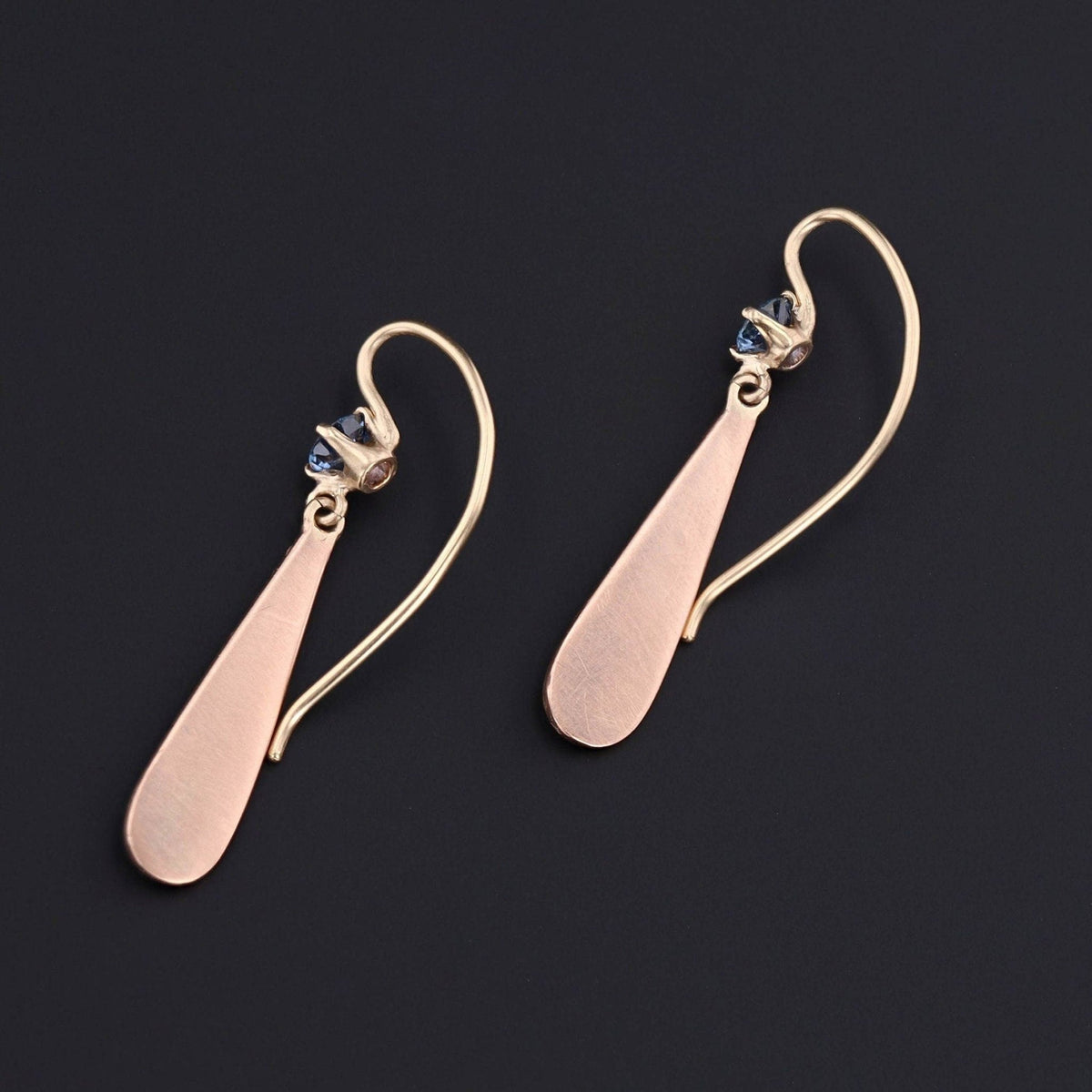 Antique Sapphire Pearl and Enamel Conversion Earrings of 14k Gold - Trademark Antiques