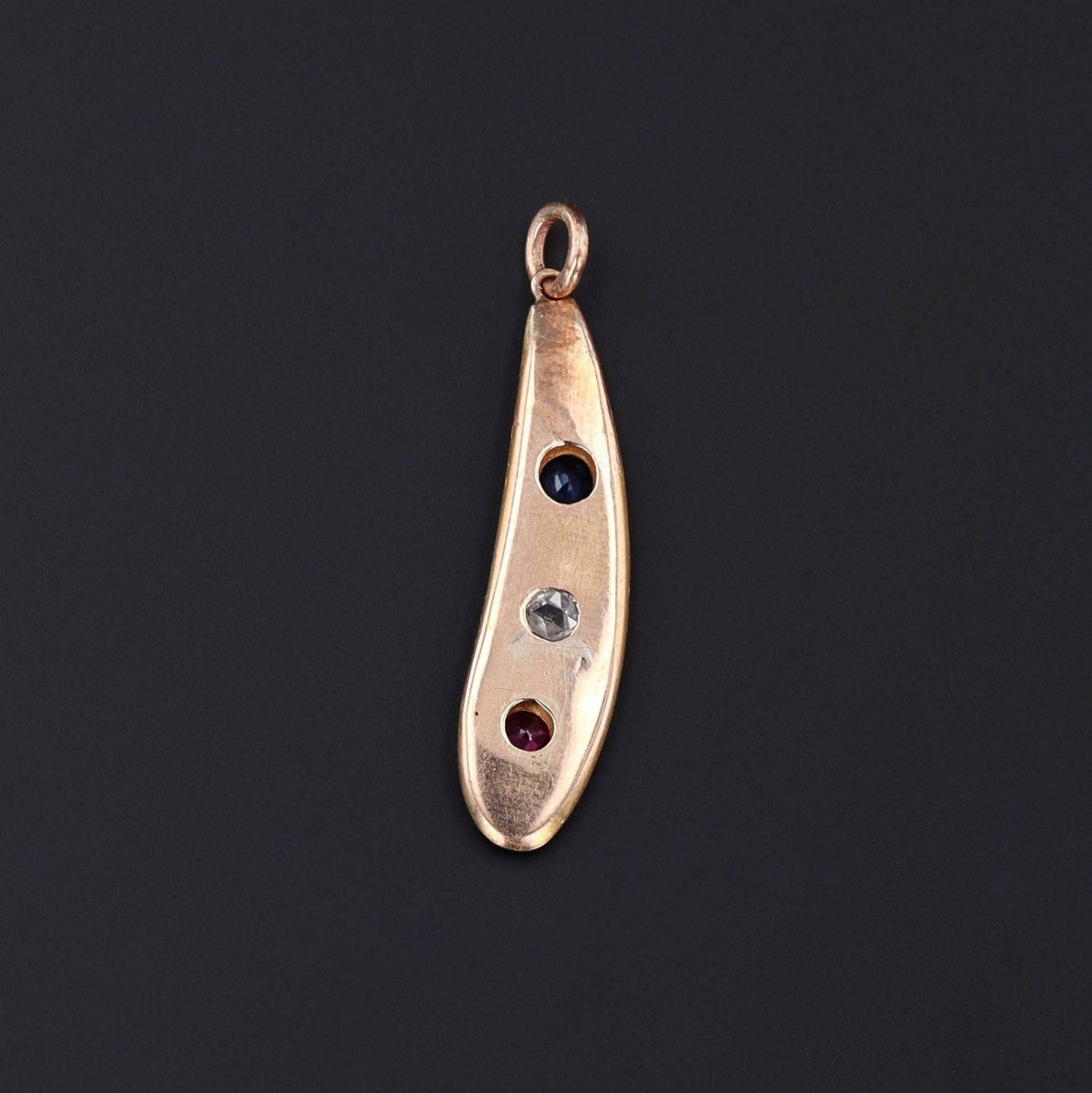 Antique Sapphire, Ruby and Diamond Pendant of 14k Gold - Trademark Antiques