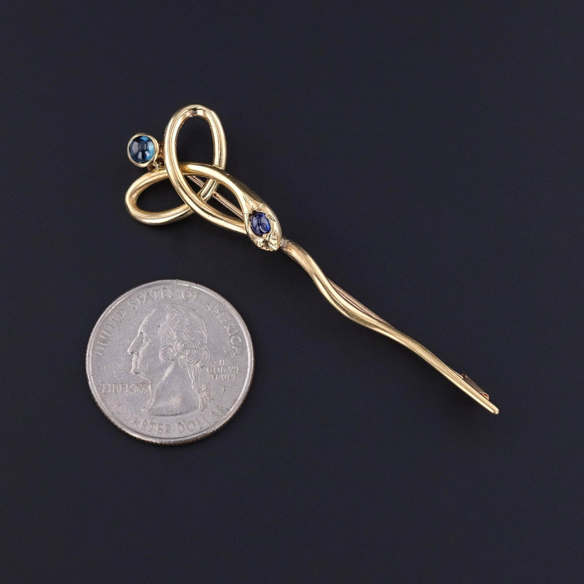 Antique Sapphire Snake Brooch of 18k Gold - Trademark Antiques