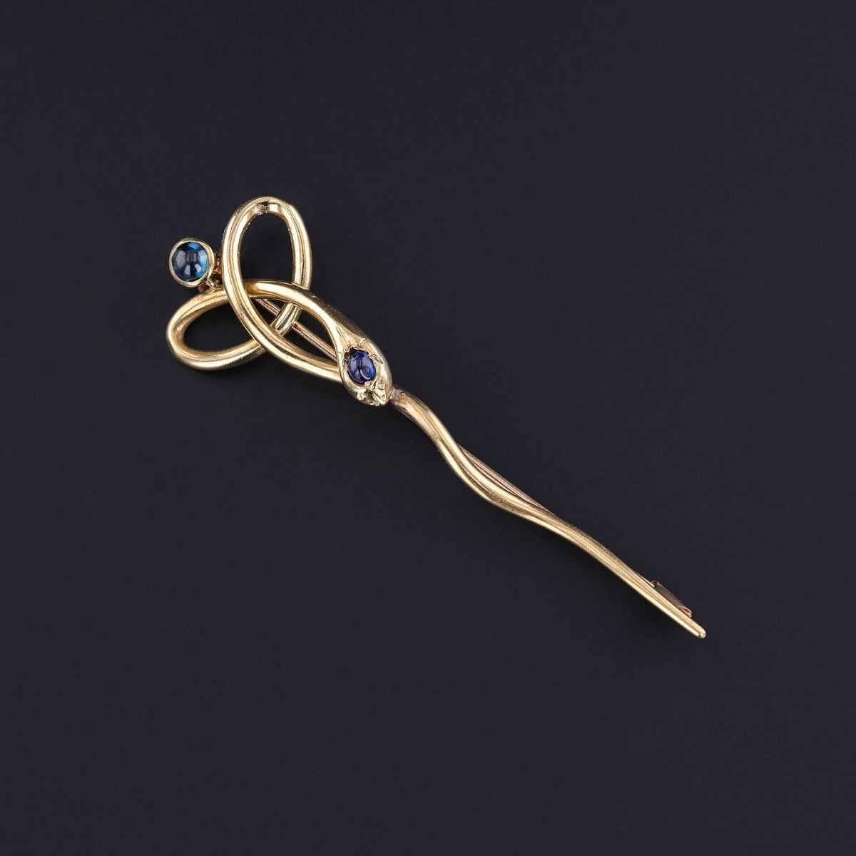 Antique Sapphire Snake Brooch of 18k Gold - Trademark Antiques