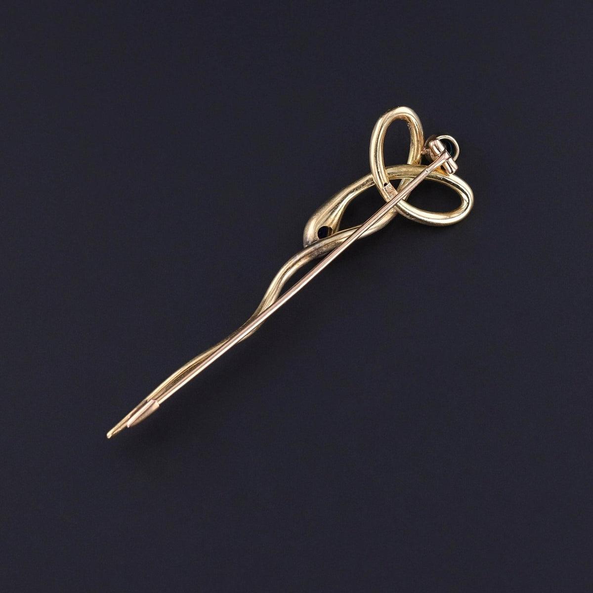 Antique Sapphire Snake Brooch of 18k Gold - Trademark Antiques