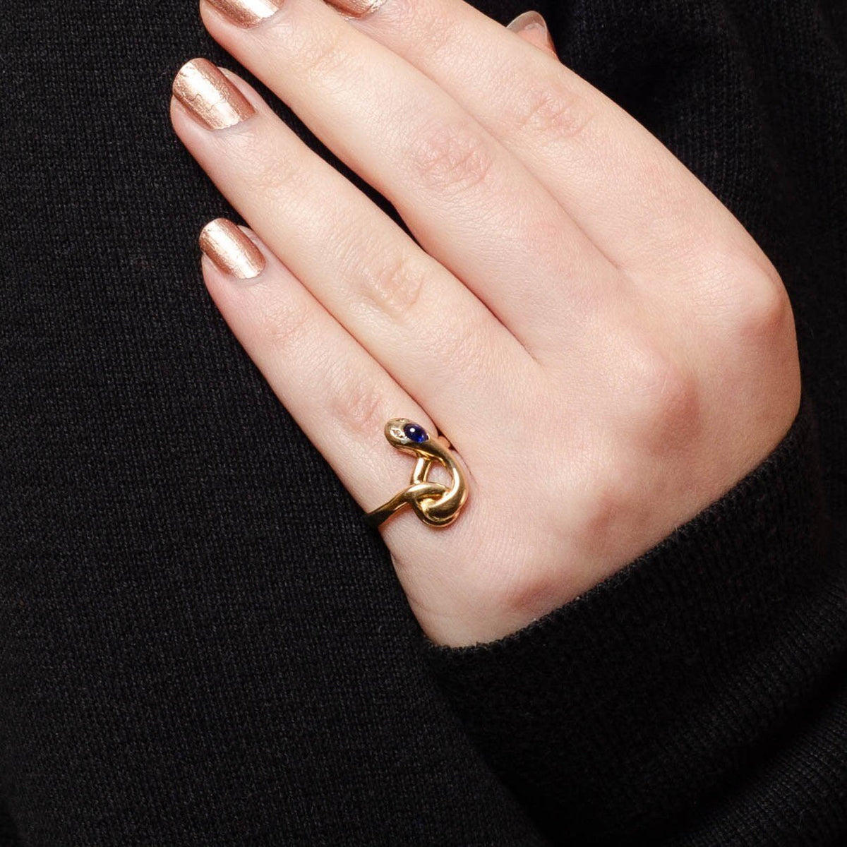 Antique Sapphire Snake Ring of 14k Gold - Trademark Antiques