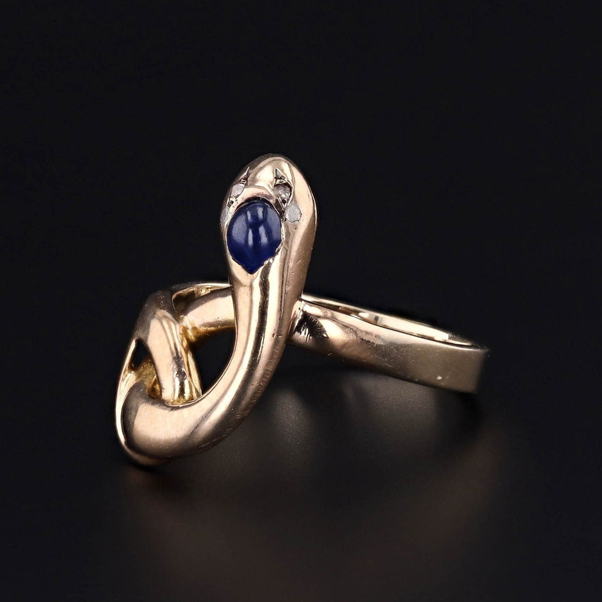 Antique Sapphire Snake Ring of 14k Gold - Trademark Antiques